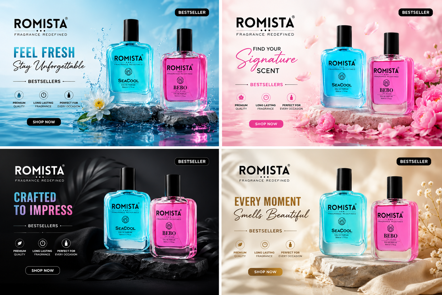 Romista Bebo Long Lasting Perfume with Vanilla, Jasmine and Patchouli Notes Eau de Parfum  –  50 ml (For Women)